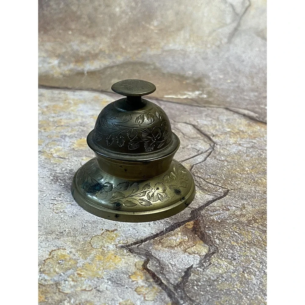 Vintage Brass Bell with matching Base.  Made in India.